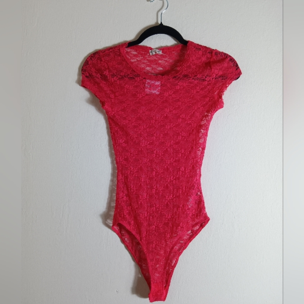 NWT Free People Intimately Raspberry Lace Body Suit